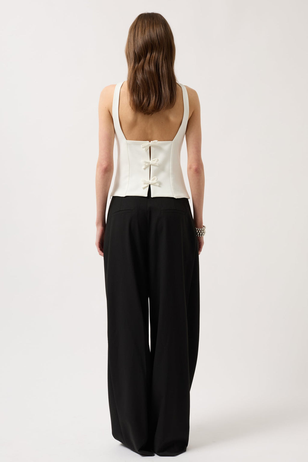 Back Ribbon Detail White Blouse