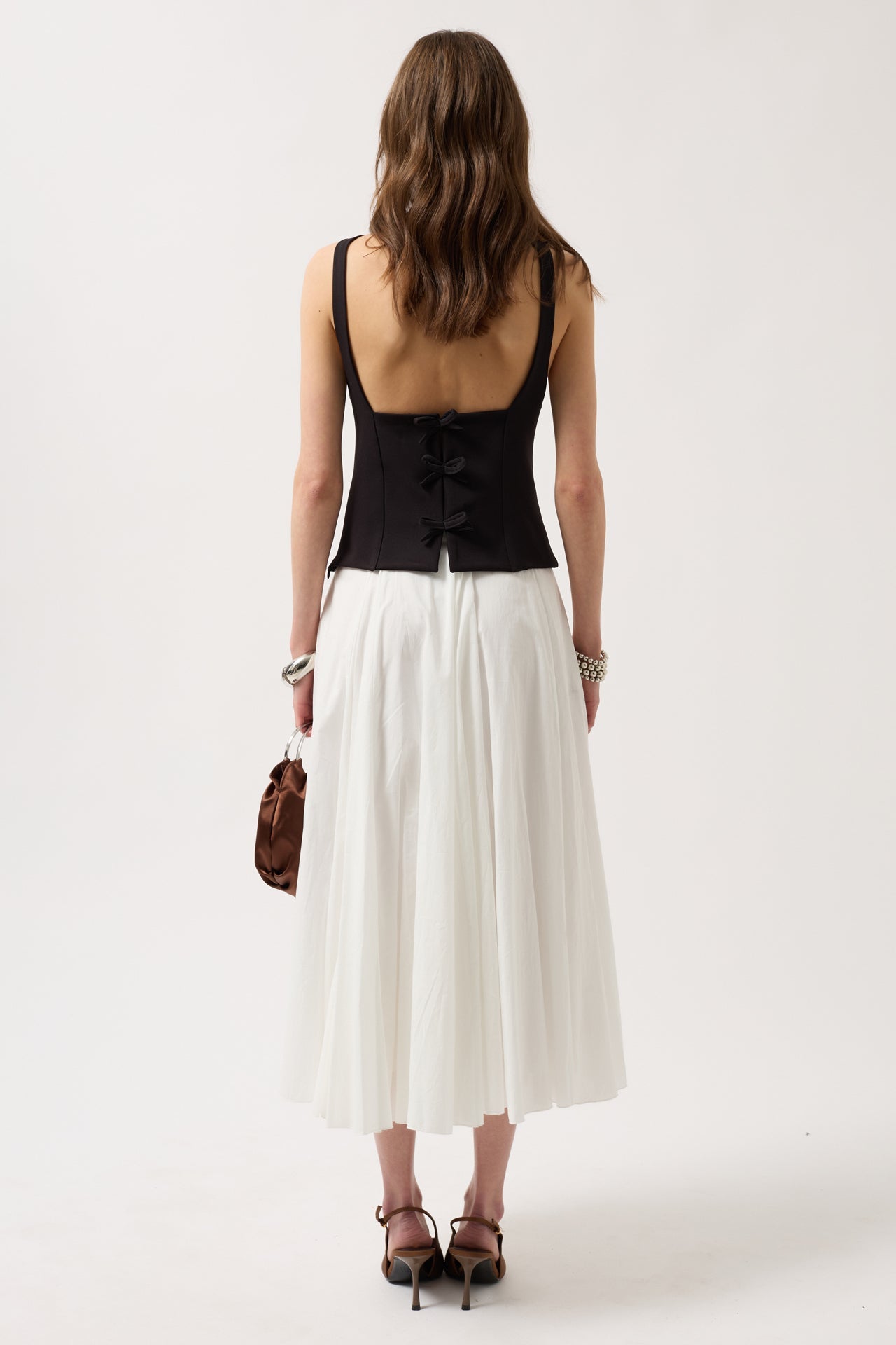 Back Ribbon Detail Black Blouse
