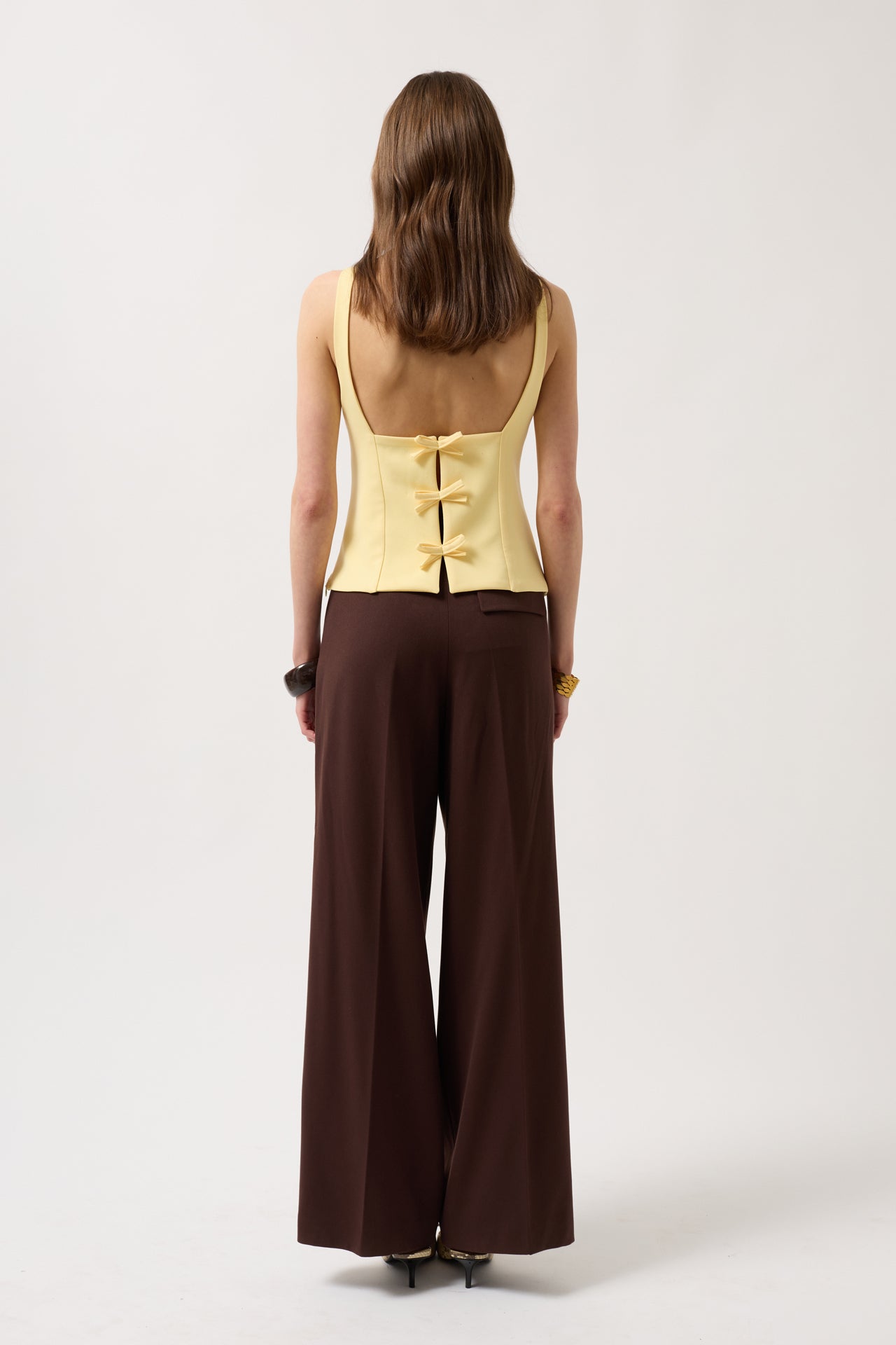 Back Ribbon Detail Yellow Blouse