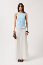 Back Ribbon Detail Baby Blue Blouse