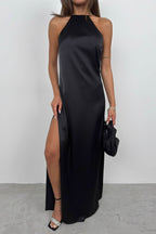 Back Stone Detail Black Maxi Dress