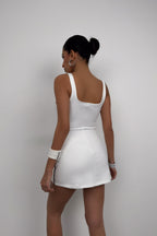 Shorts Lined White Mini Dress