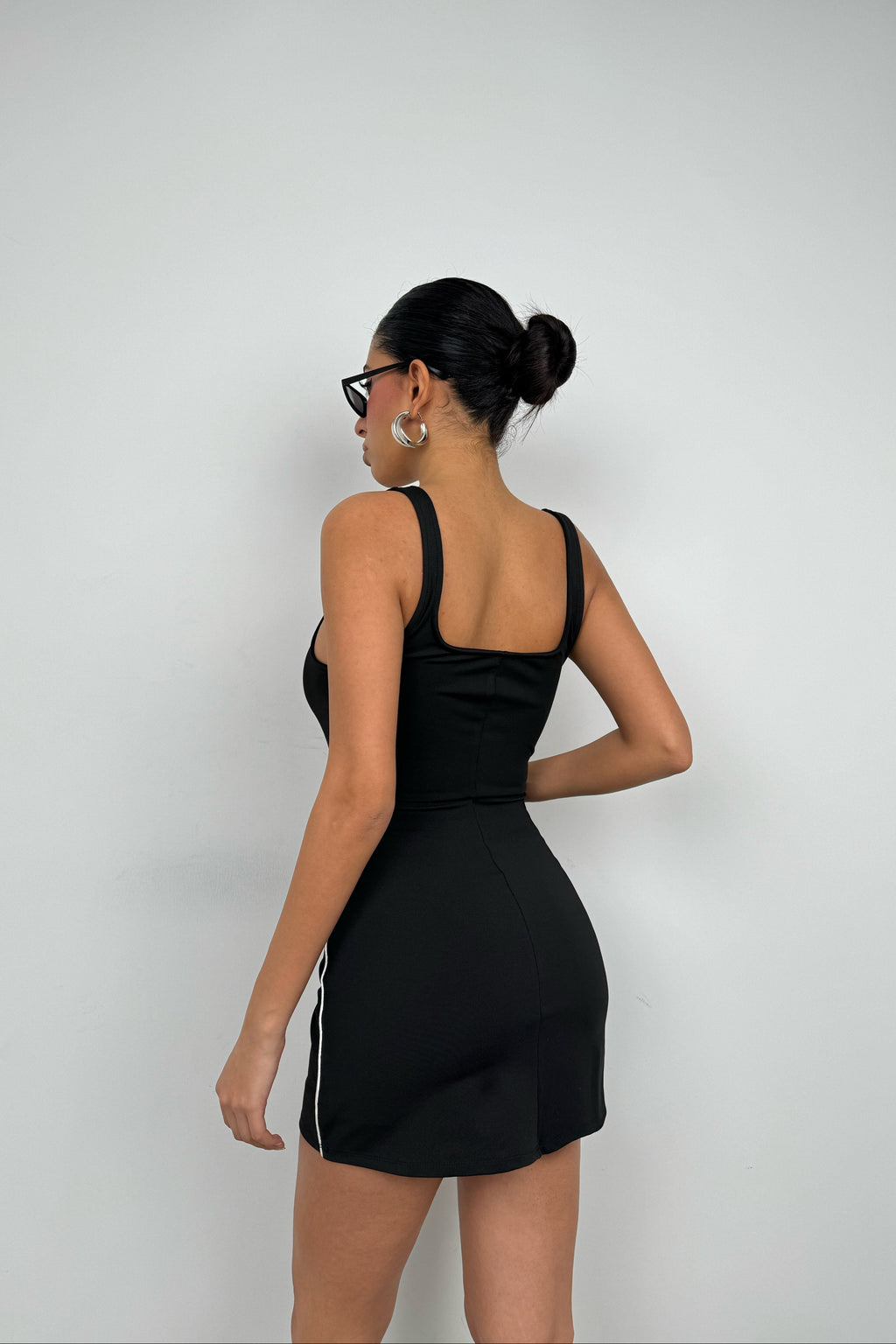 Shorts Lined Black Mini Dress