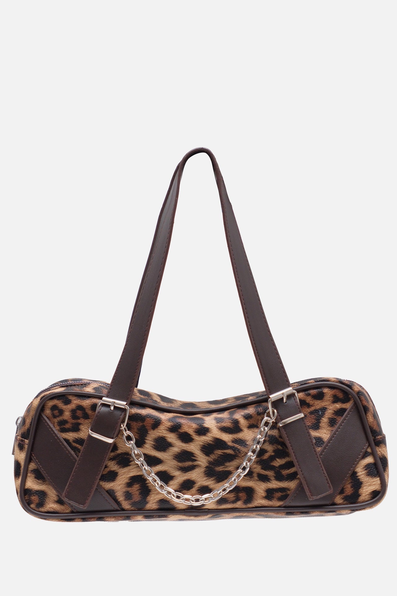 Stdr Chain Detail Handle Leopard Bag