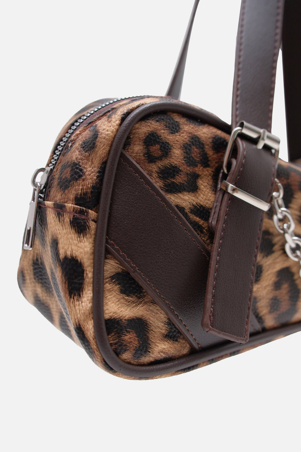 Stdr Chain Detail Handle Leopard Bag