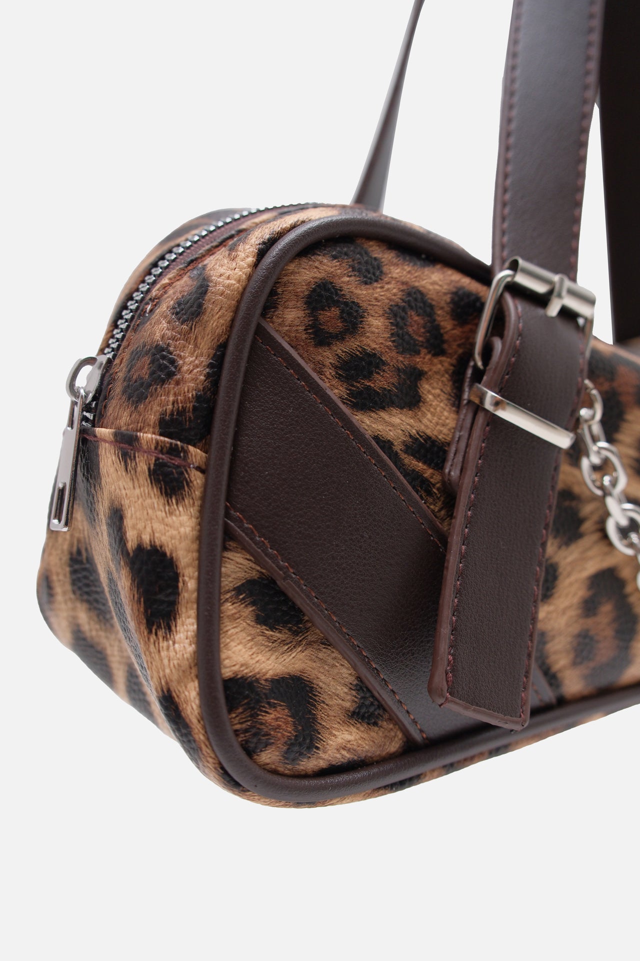 Stdr Chain Detail Handle Leopard Bag