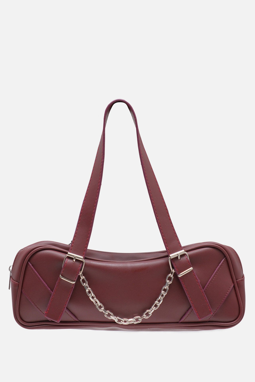 Stdr Chain Detail Handle Burgundy Bag