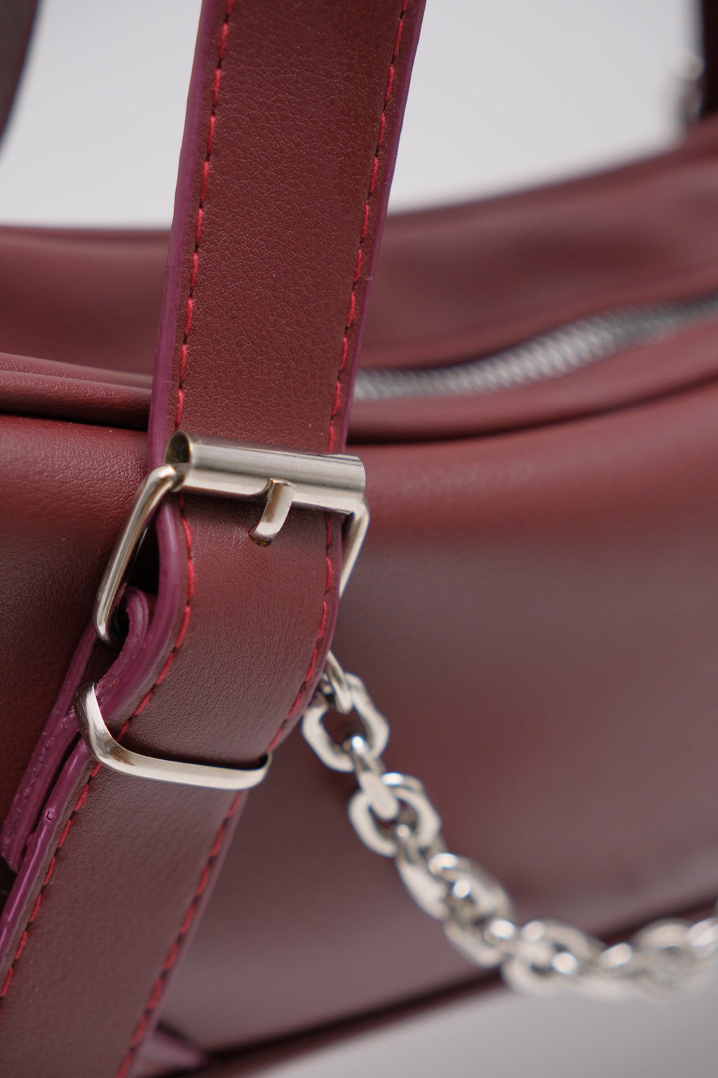Stdr Chain Detail Handle Burgundy Bag