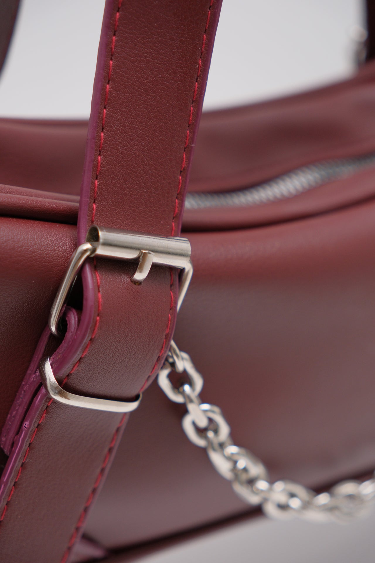 Stdr Chain Detail Handle Burgundy Bag