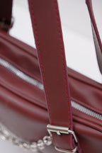 Stdr Chain Detail Handle Burgundy Bag