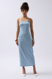 Strapless Denim Maxi Light Blue Dress