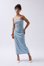 Strapless Denim Maxi Light Blue Dress