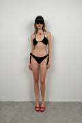 Strapless Neck Tieli Black Bikini Set