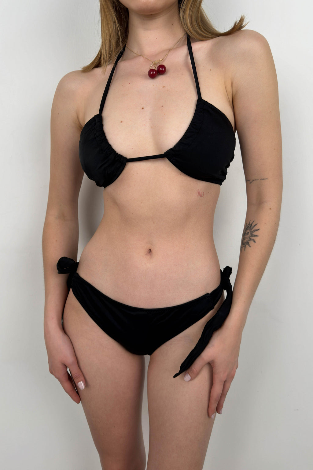 Strapless Neck Tieli Black Bikini Set