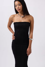 Strapless Lace Maxi Black Dress