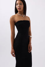 Strapless Lace Maxi Black Dress