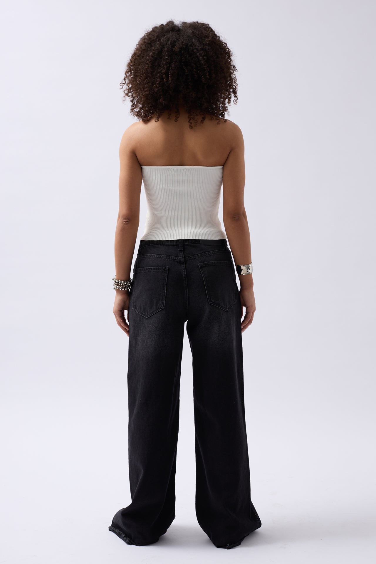 Strapless Textured White Crop