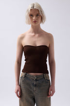 Strapless Textured Brown Crop