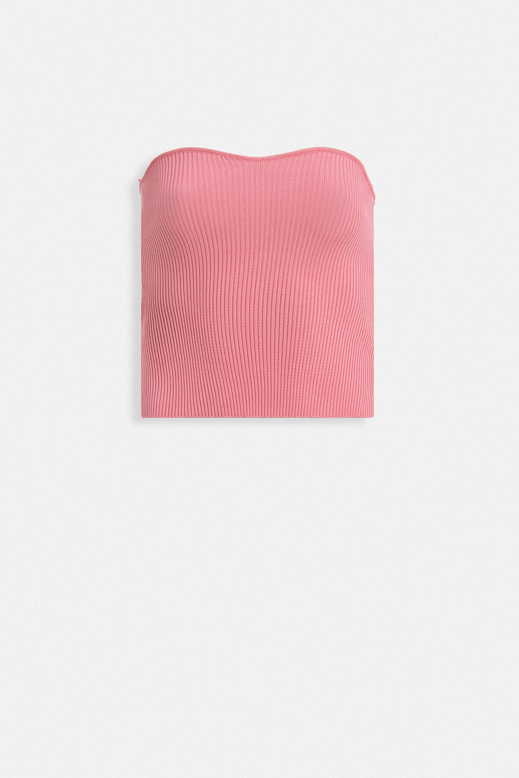Strapless Textured Pink Crop