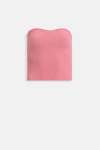 Strapless Textured Pink Crop