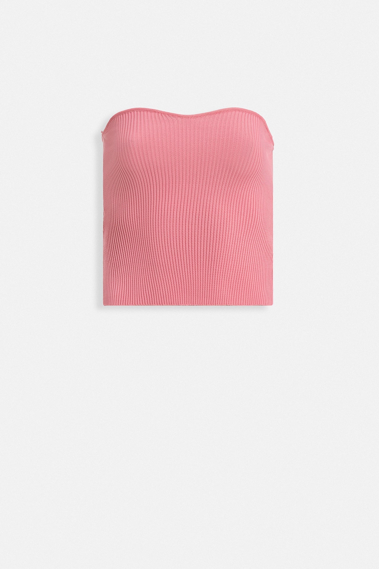 Strapless Textured Pink Crop