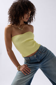 Strapless Textured Yellow Crop