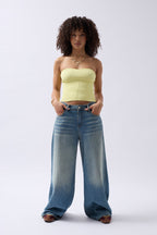 Strapless Textured Yellow Crop