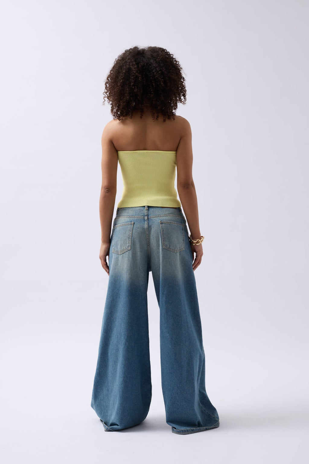 Strapless Textured Yellow Crop
