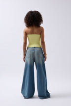 Strapless Textured Yellow Crop