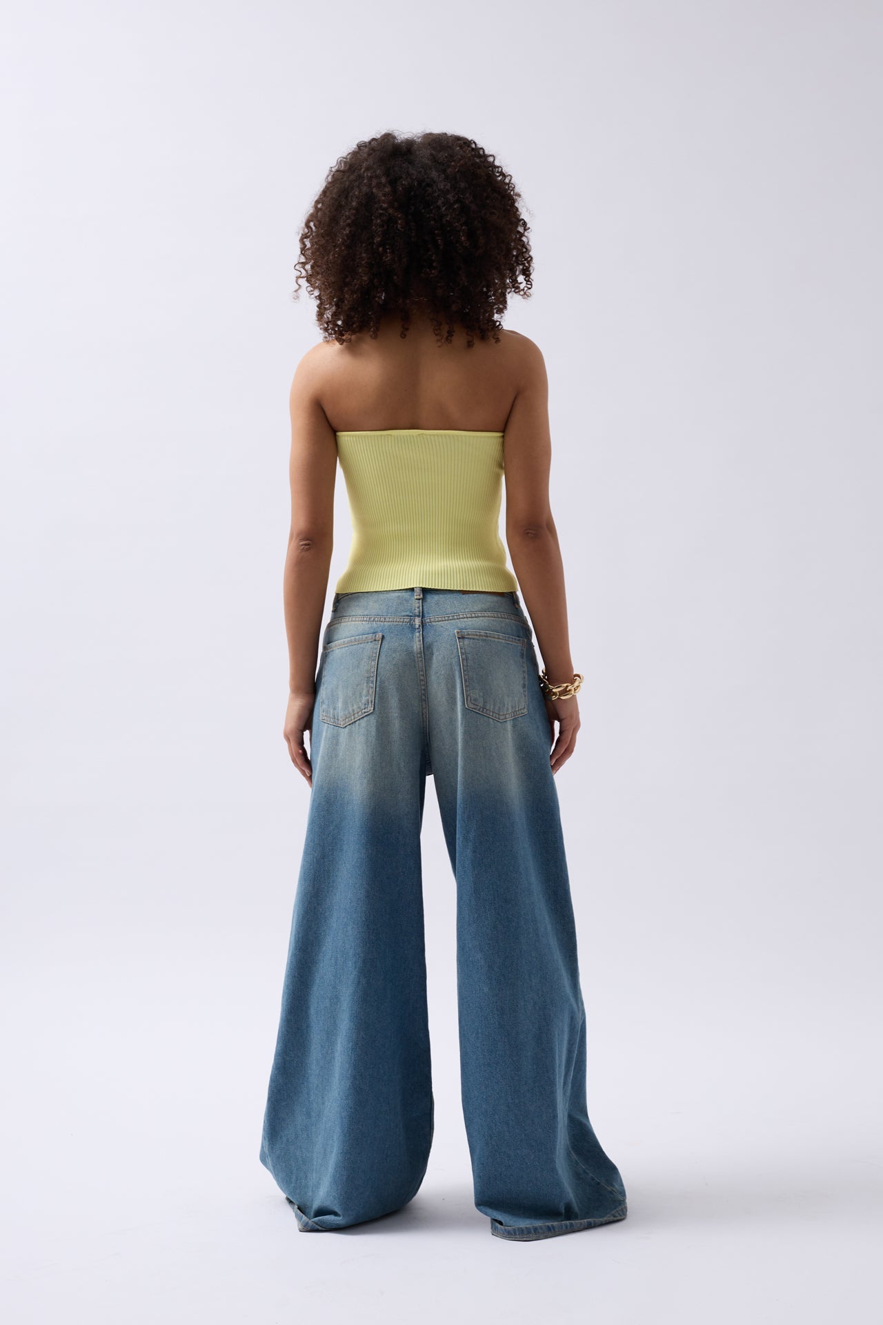 Strapless Textured Yellow Crop