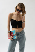 Strapless Knot Detay Black Blouse