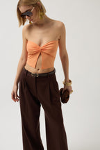 Strapless Knot Detay Somon Blouse
