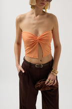 Strapless Knot Detay Somon Blouse