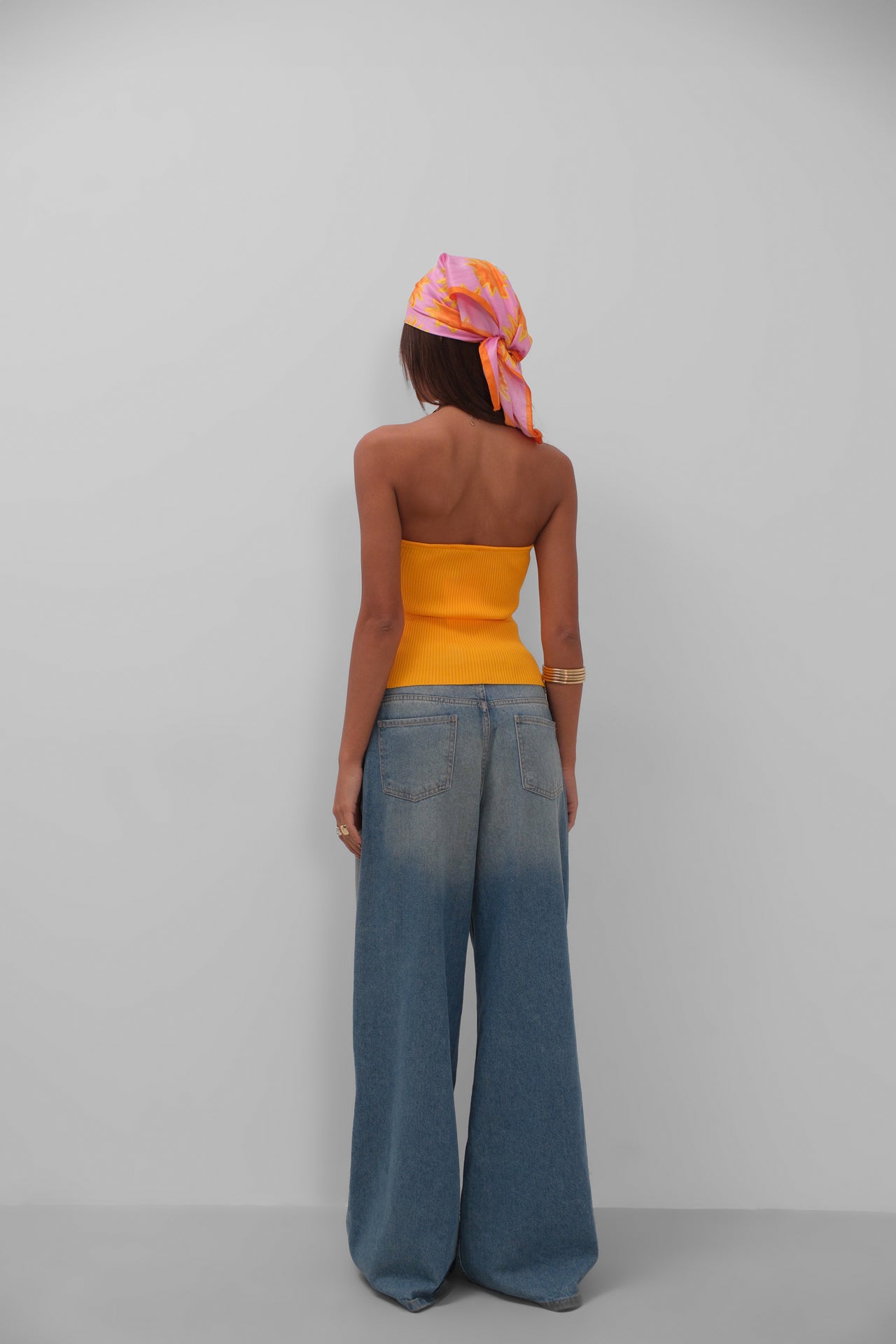 Strapless Mango Knit Blouse
