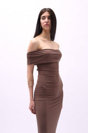 Strapless Maxi Brown Dress