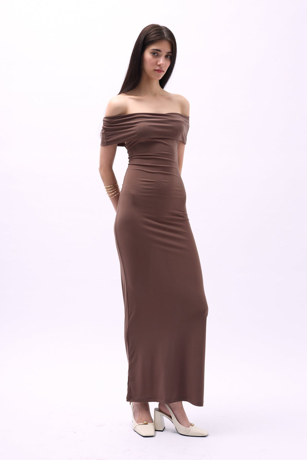 Straplez Maxi Brown Dress