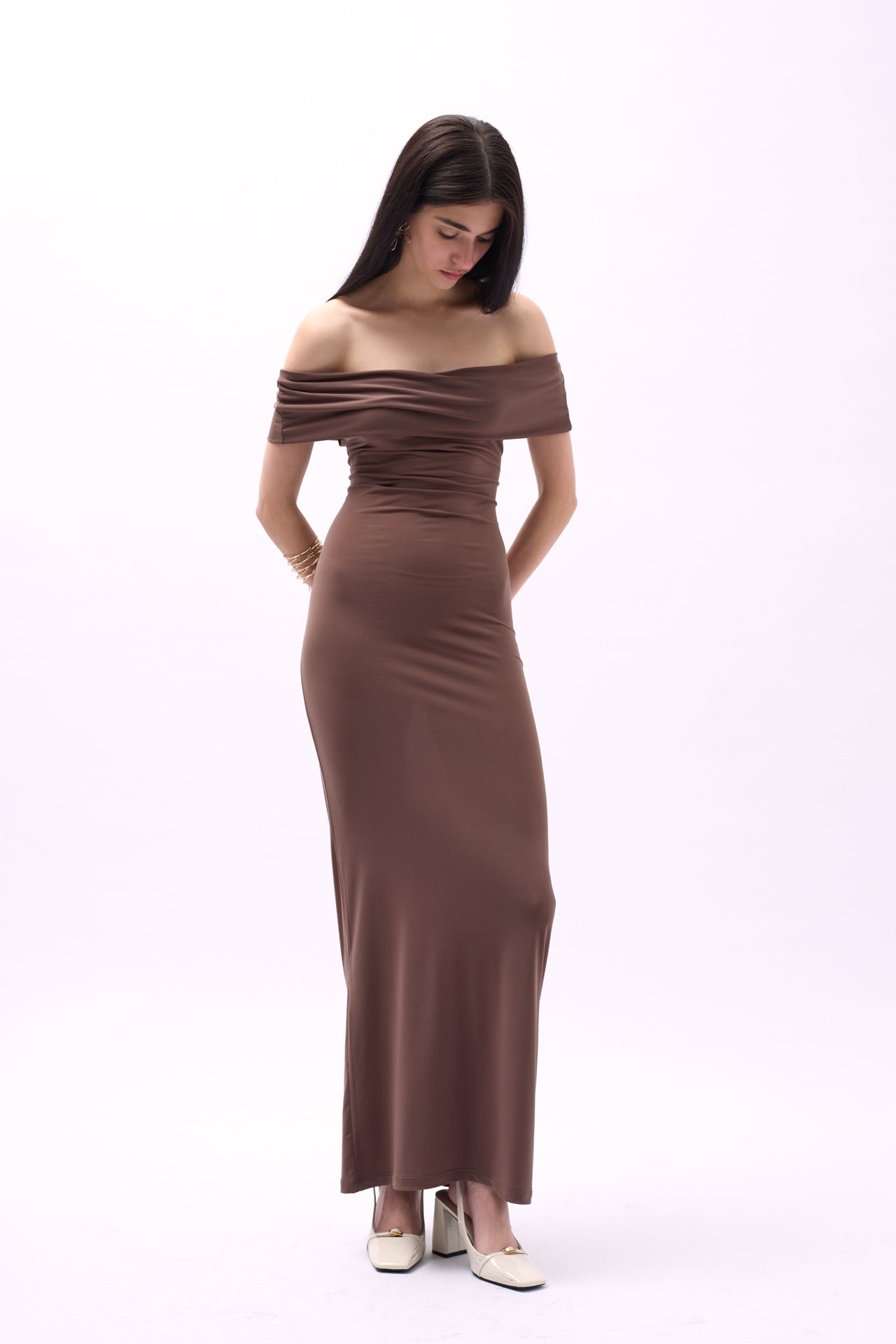 Straplez Maxi Brown Dress