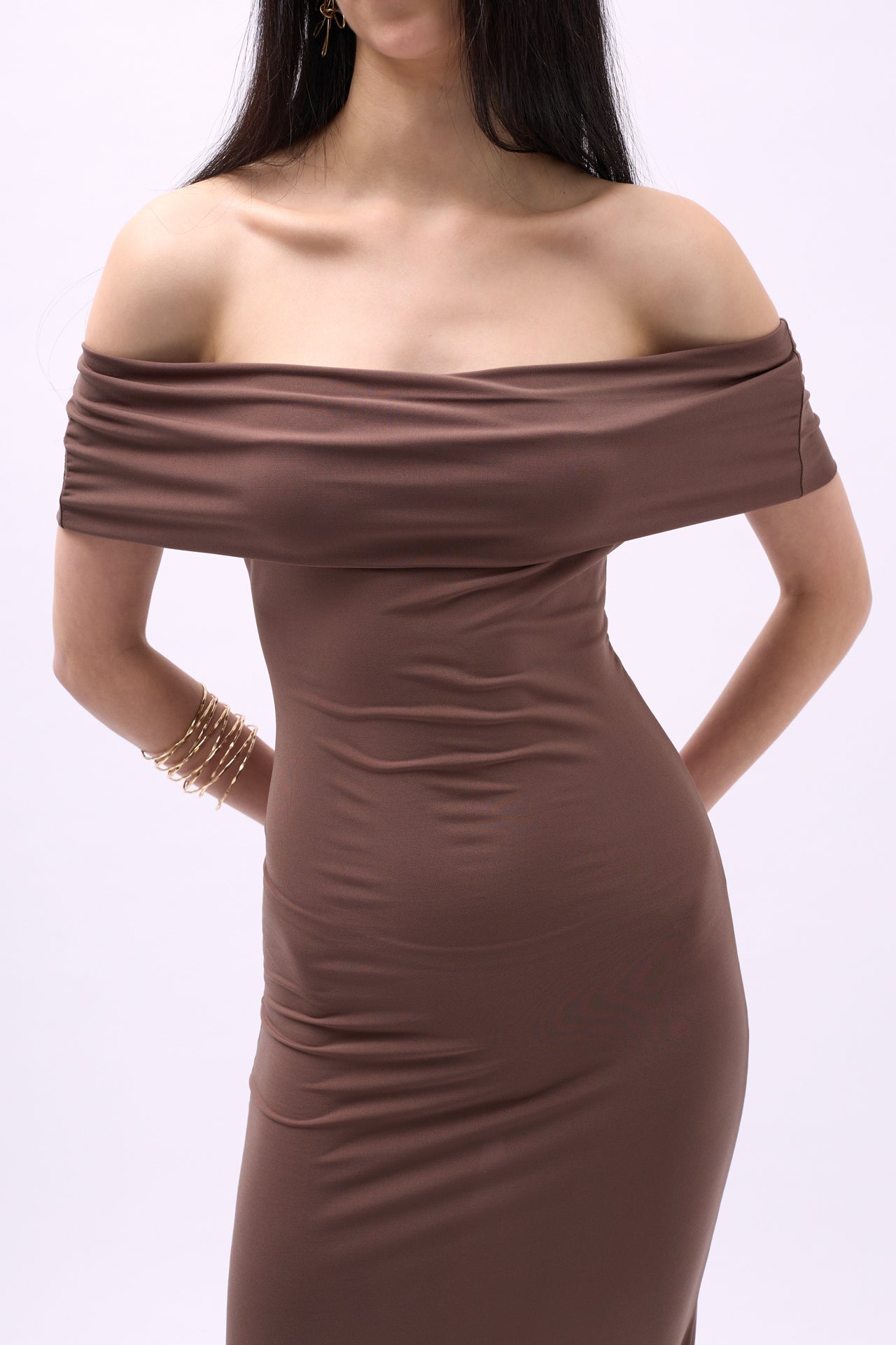 Straplez Maxi Brown Dress