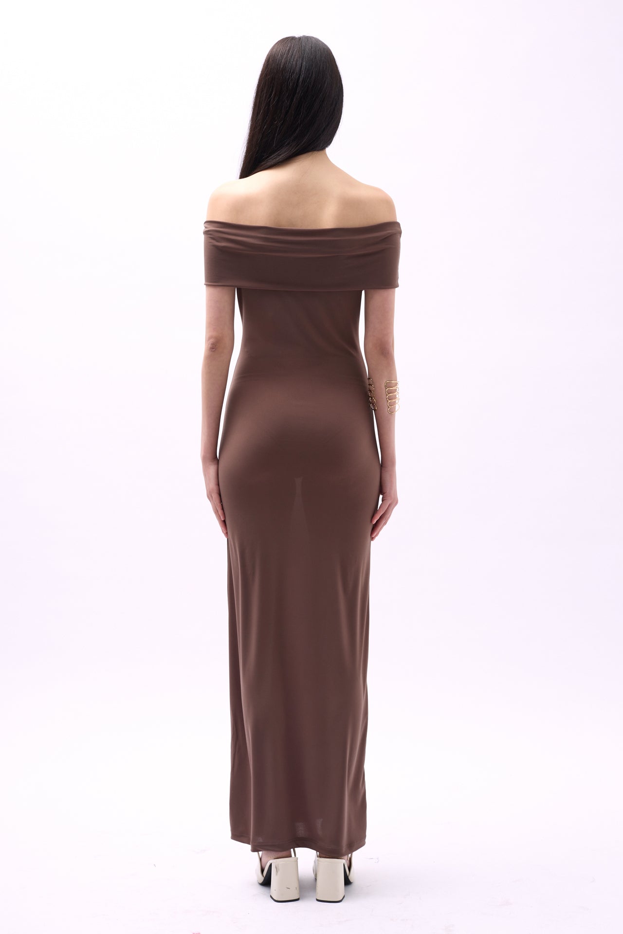 Straplez Maxi Brown Dress