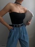 Strapless Knit Blouse