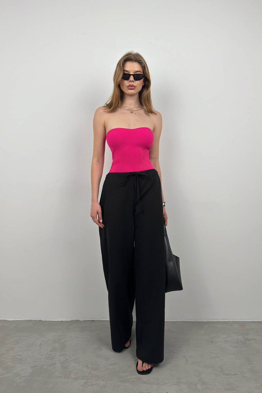 Strapless Fuchsia Knit Blouse
