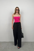 Strapless Fuchsia Knit Blouse