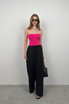 Strapless Fuchsia Knit Blouse