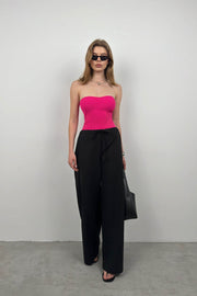 Strapless Fuchsia Knit Blouse