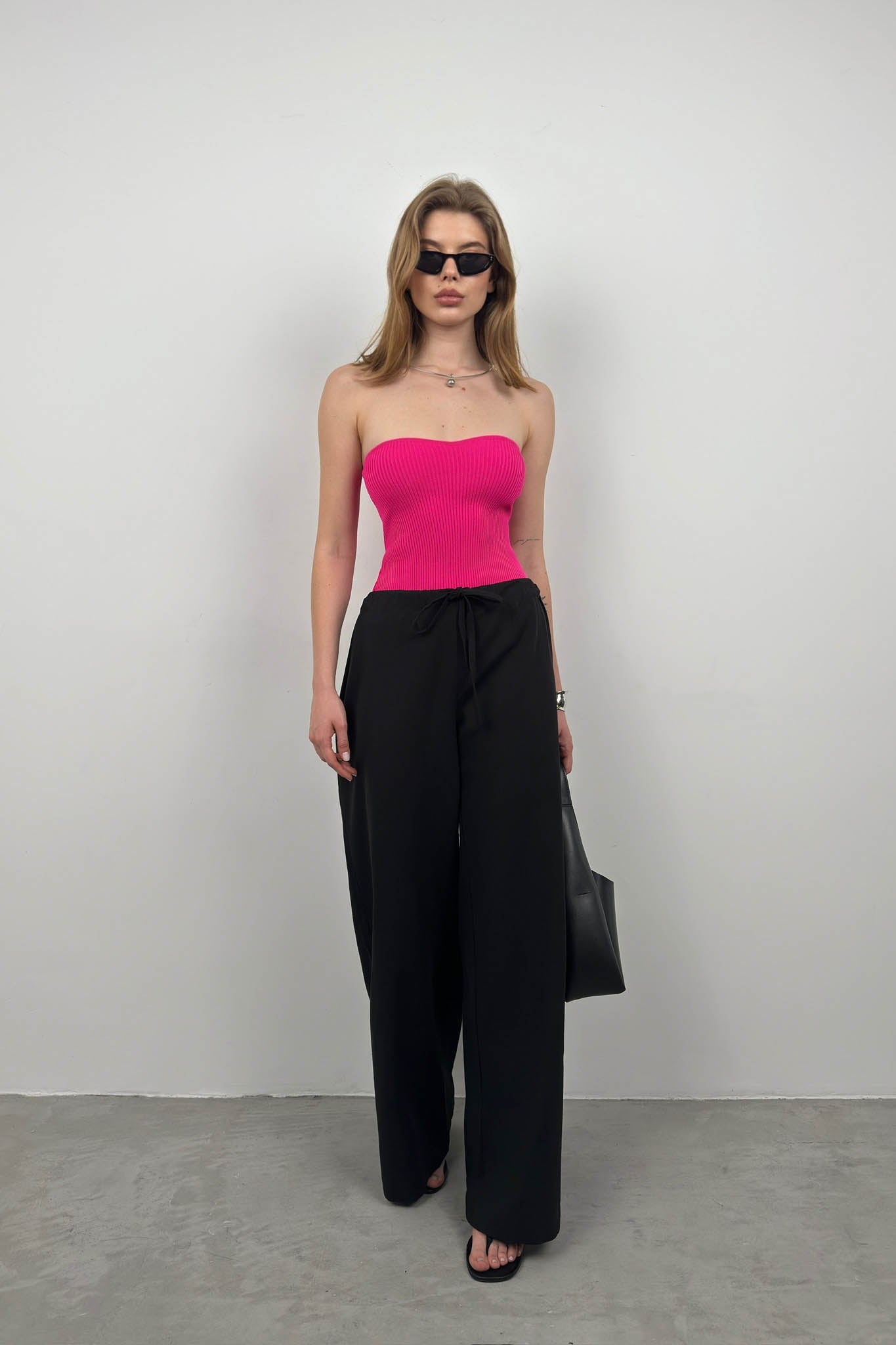 Strapless Fuchsia Knit Blouse
