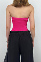 Strapless Fuchsia Knit Blouse