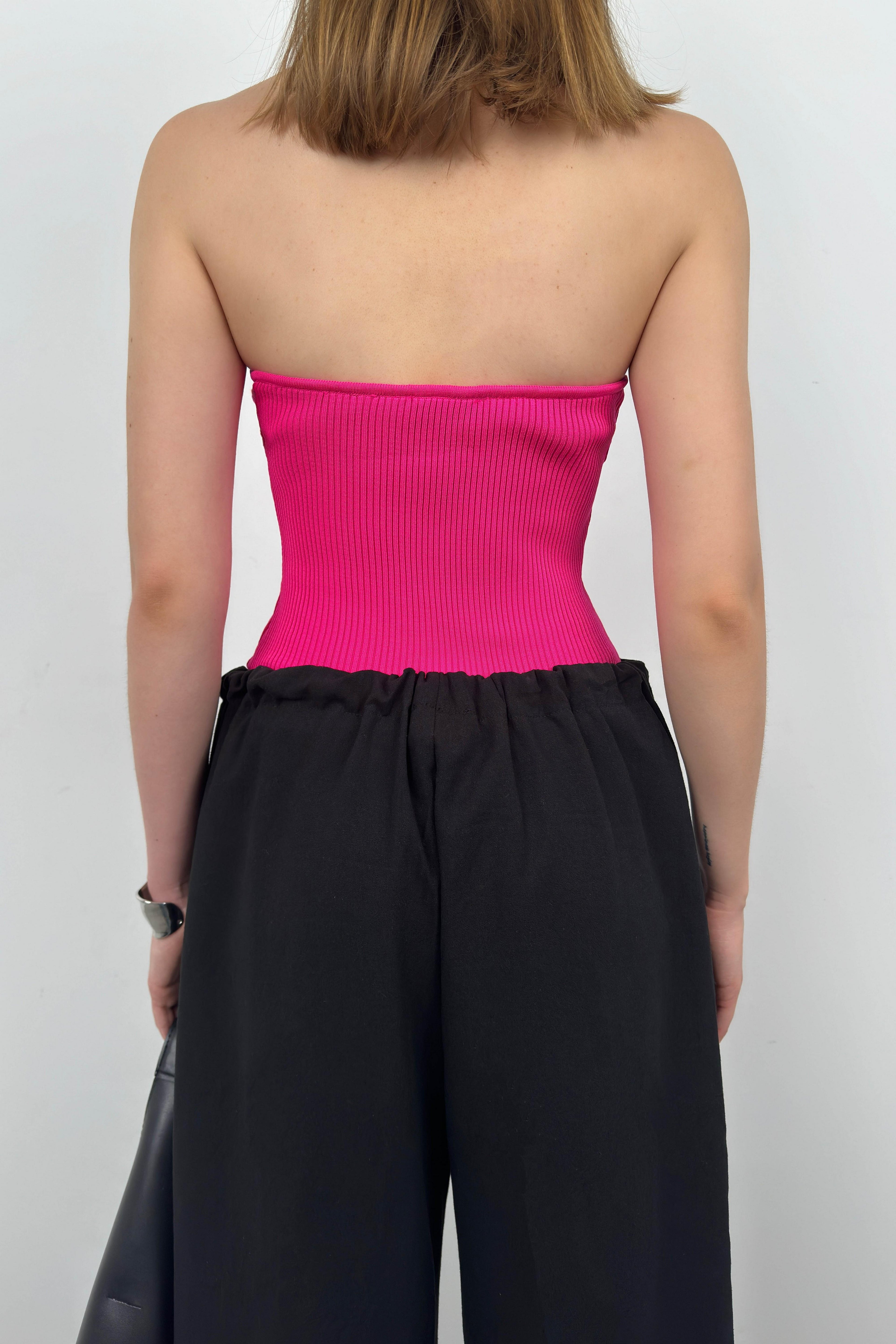 Strapless Fuchsia Knit Blouse