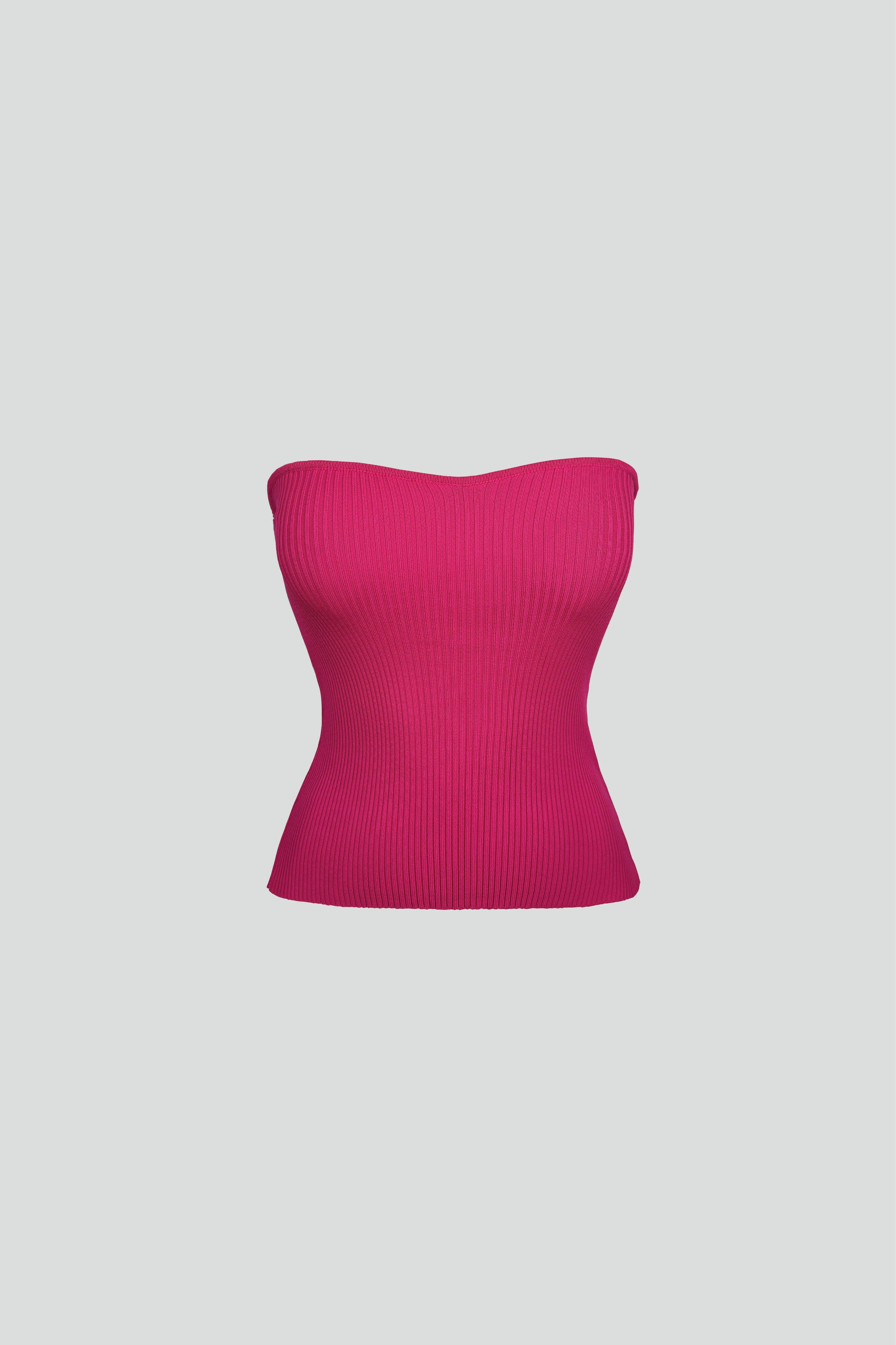 Strapless Fuchsia Knit Blouse