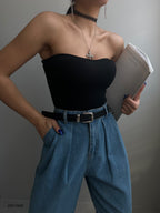 Strapless Knit Blouse