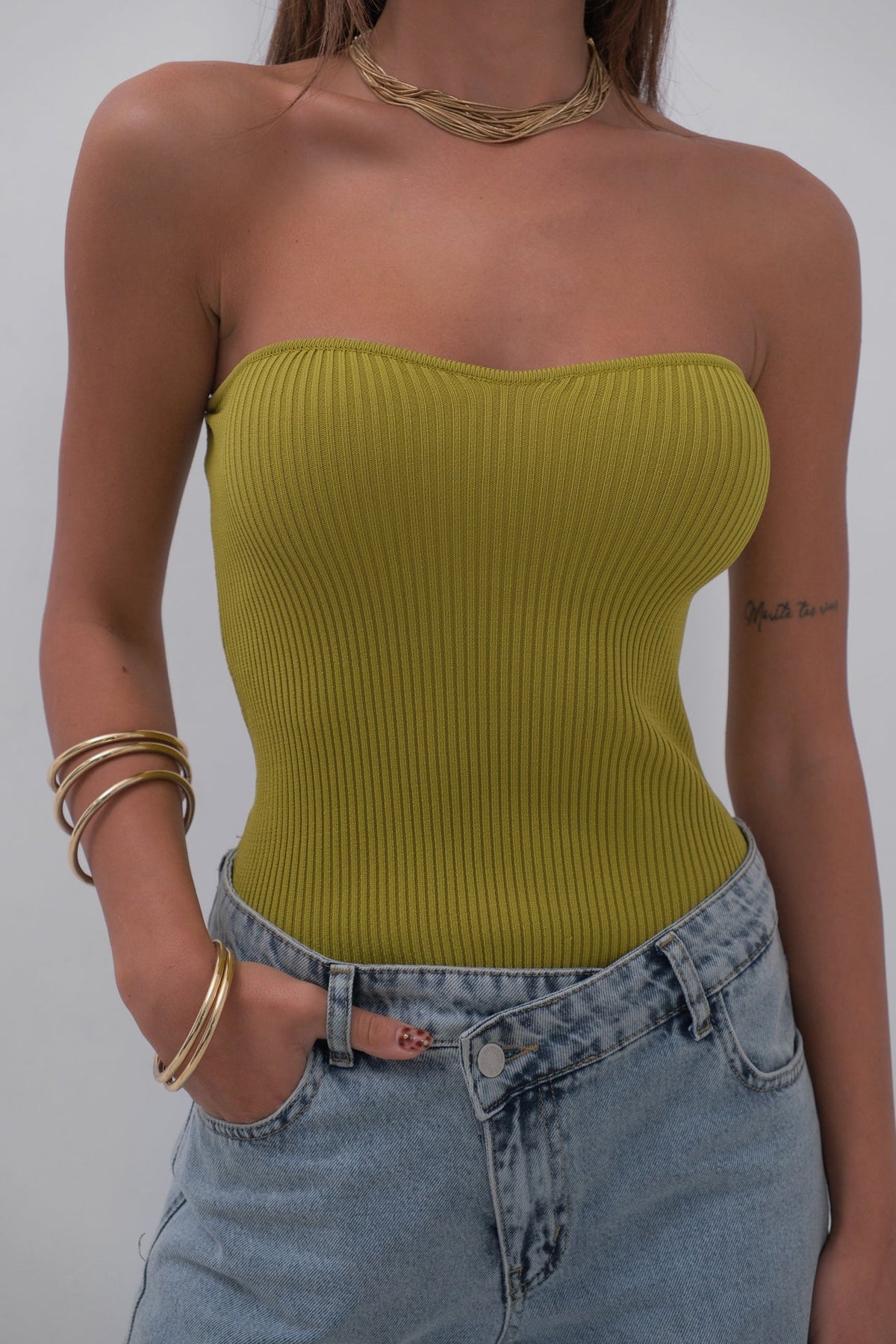 Strapless Knitted Blouse